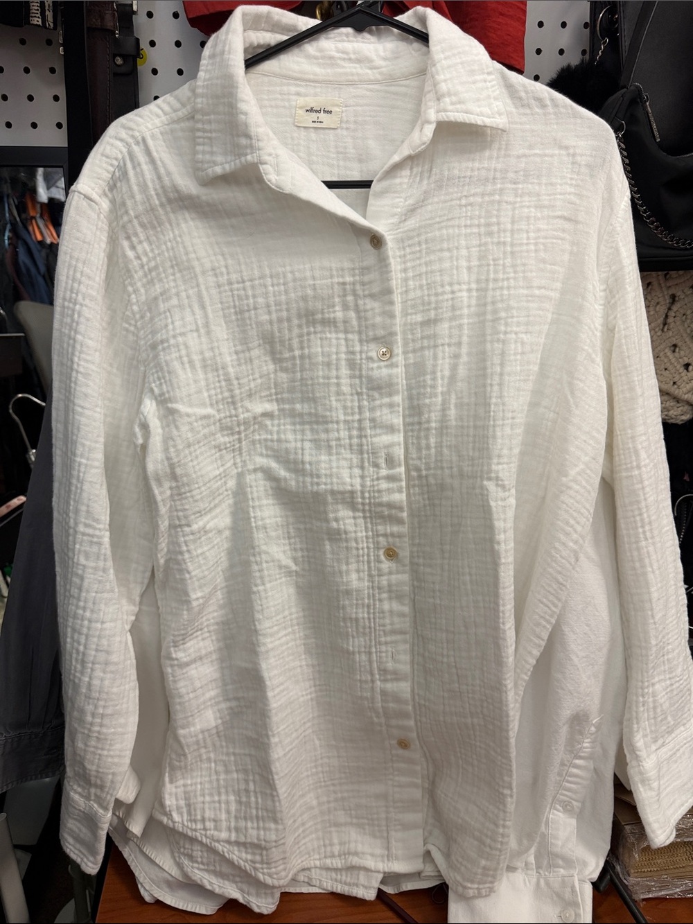 Wilfred White Textured Cotton Button-Down Shirt